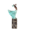 Female Figure Hand-Made Bronze Sculpture Windy Lady Brass Statue TPE-740